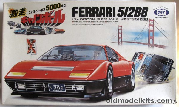 Tilt 1/24 Ferrari 512BB Motorized and with Working Head Light and Tail Lights, MT-82-CB3-800 plastic model kit